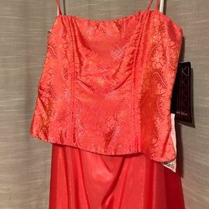 Watermelon colored prom dress 2 piece Size 8